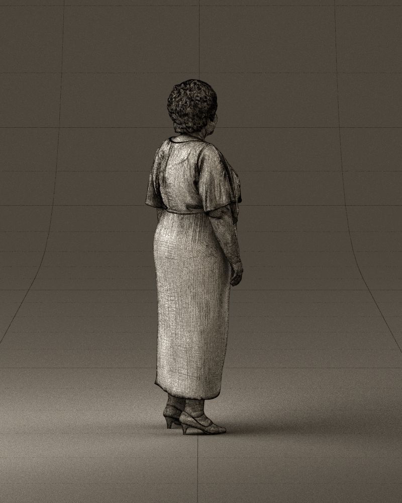 000991 Woman in age in long dark blue dress 3D Print Ready 3D print model_29