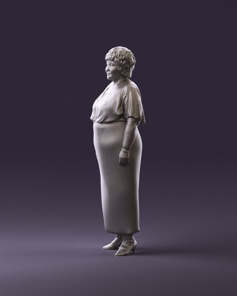 000991 Woman in age in long dark blue dress 3D Print Ready 3D print model_9