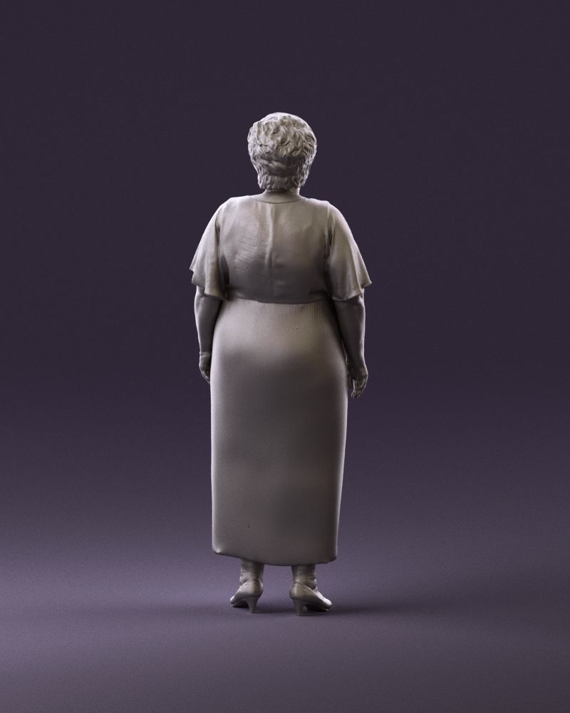 000991 Woman in age in long dark blue dress 3D Print Ready 3D print model_6