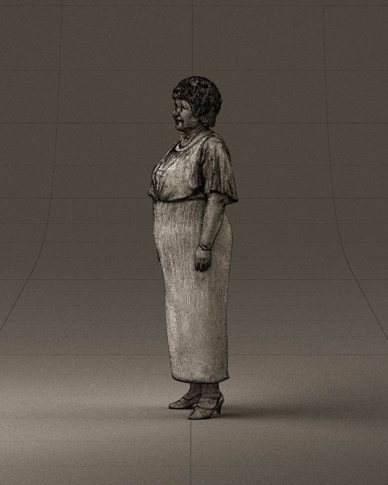 000991 Woman in age in long dark blue dress 3D Print Ready 3D print model_33