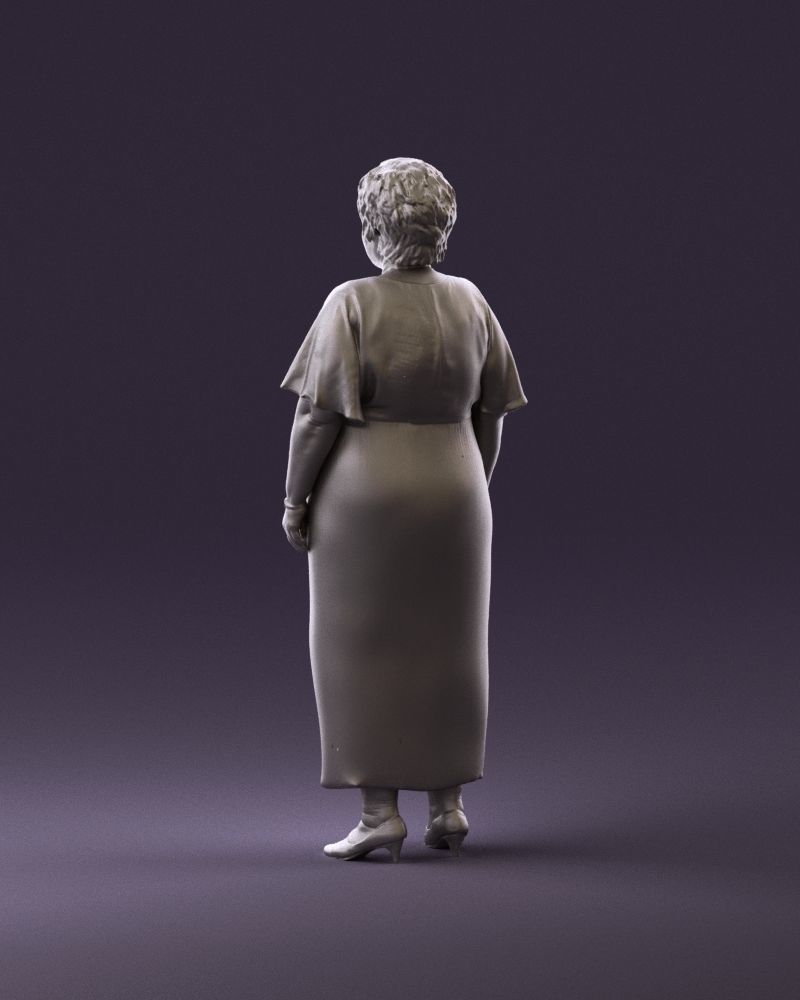 000991 Woman in age in long dark blue dress 3D Print Ready 3D print model_7