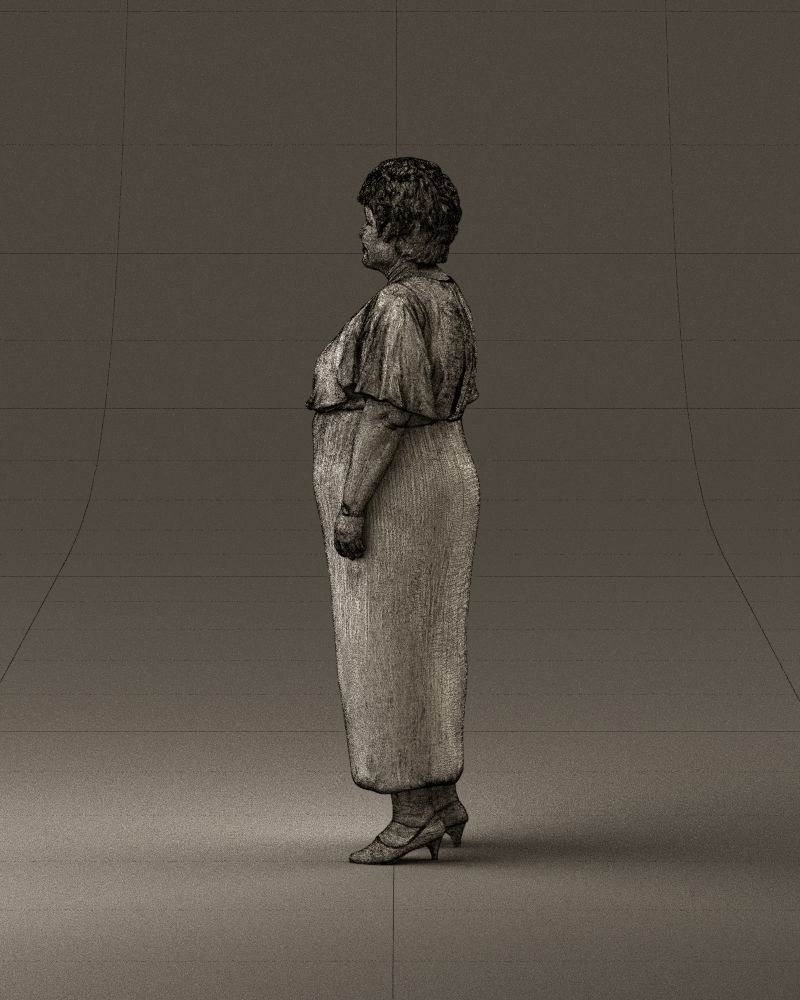 000991 Woman in age in long dark blue dress 3D Print Ready 3D print model_32