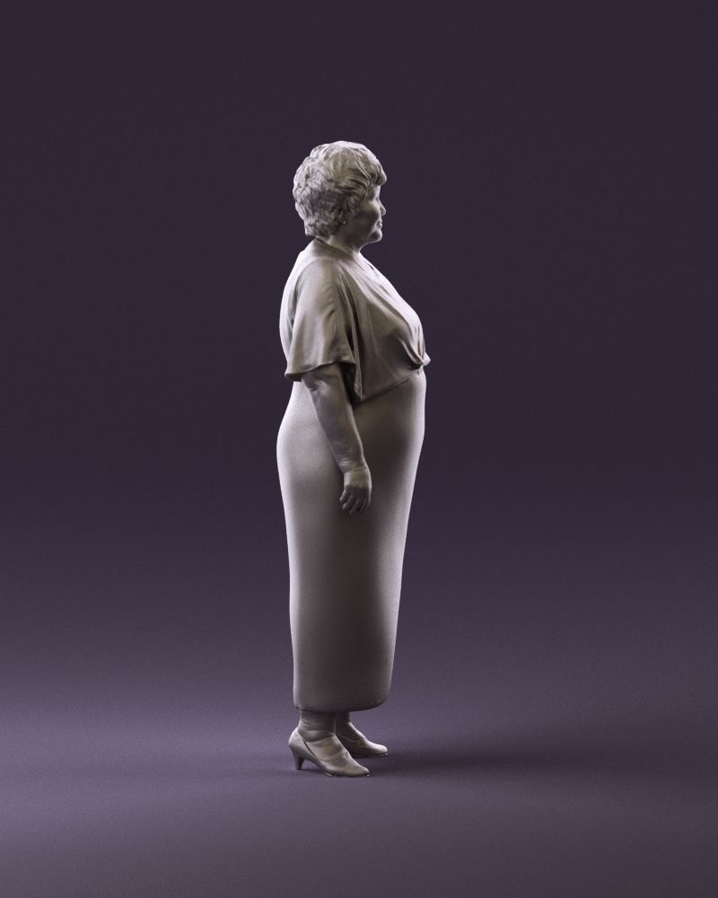 000991 Woman in age in long dark blue dress 3D Print Ready 3D print model_4