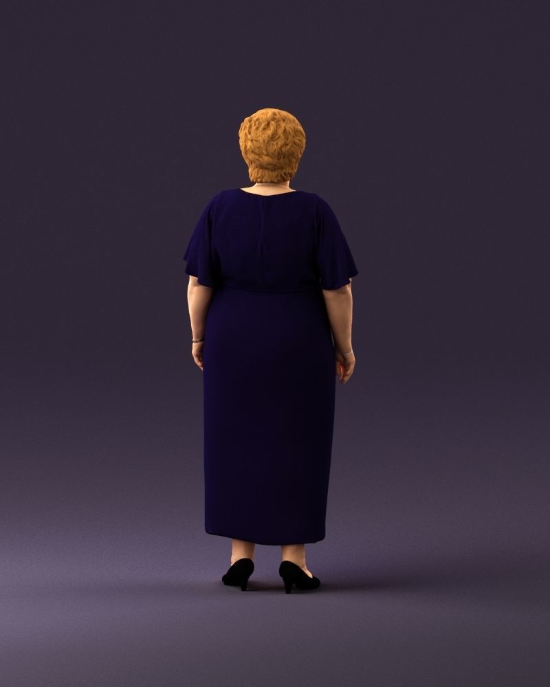 000991 Woman in age in long dark blue dress 3D Print Ready 3D print model_18