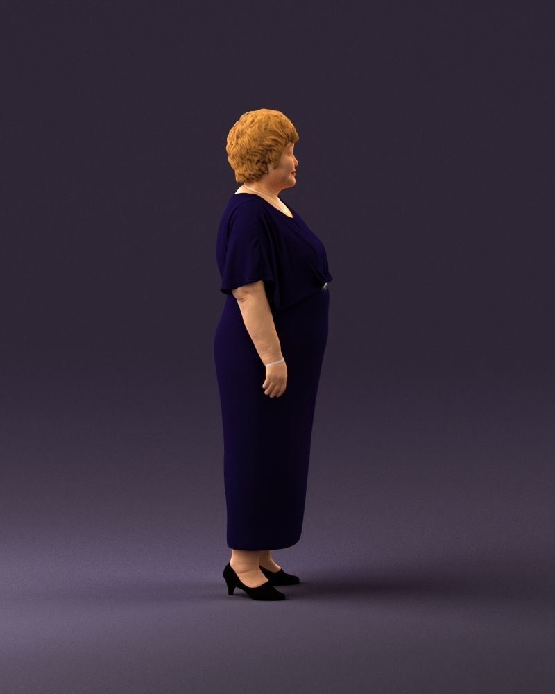 000991 Woman in age in long dark blue dress 3D Print Ready 3D print model_16