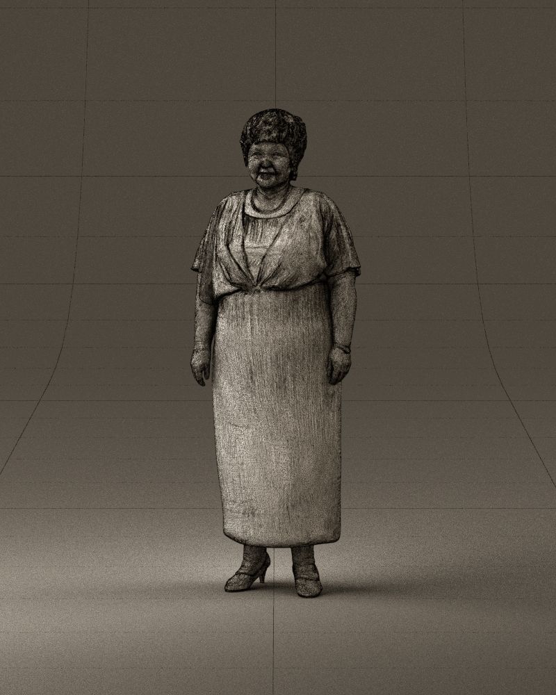 000991 Woman in age in long dark blue dress 3D Print Ready 3D print model_35