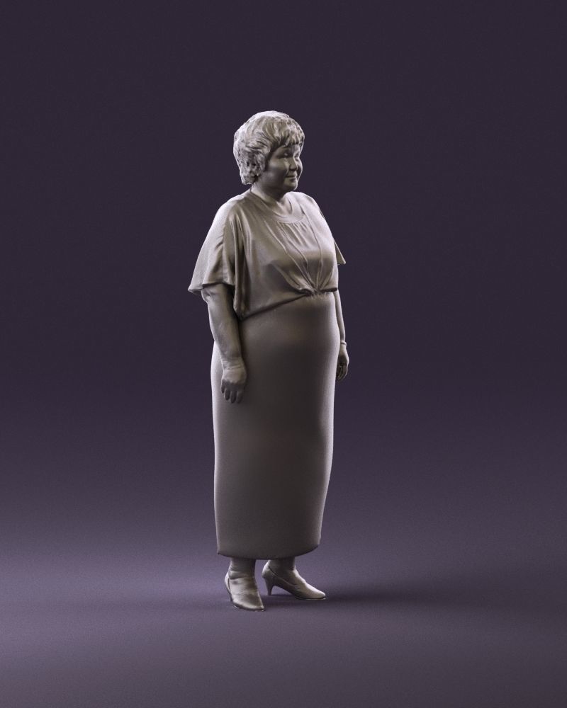 000991 Woman in age in long dark blue dress 3D Print Ready 3D print model_3