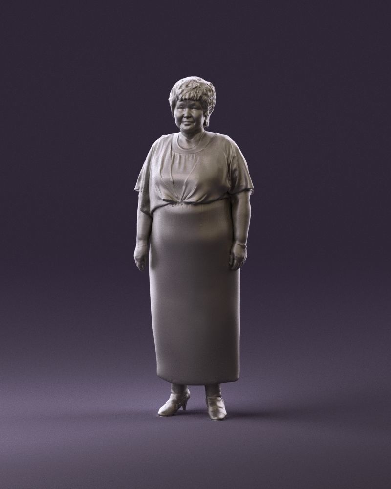 000991 Woman in age in long dark blue dress 3D Print Ready 3D print model_11