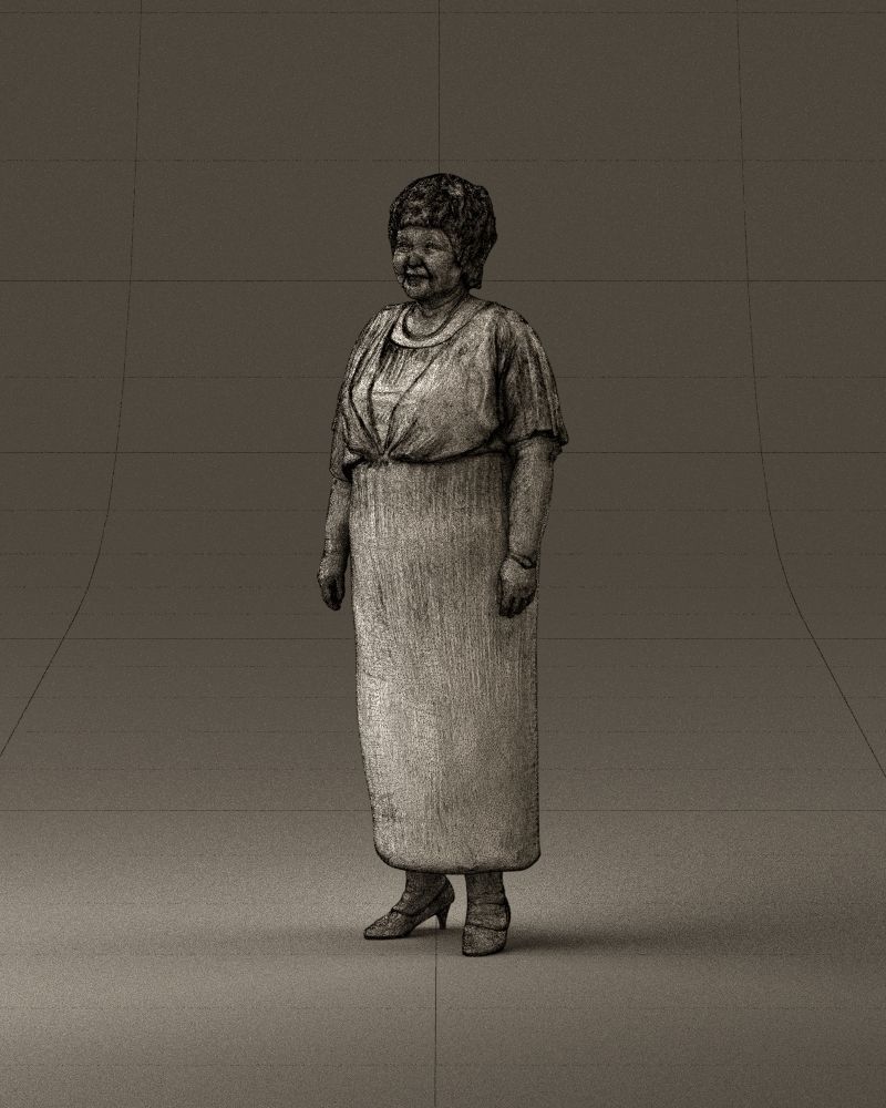 000991 Woman in age in long dark blue dress 3D Print Ready 3D print model_34