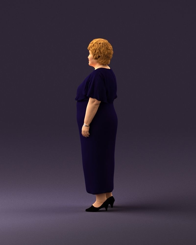 000991 Woman in age in long dark blue dress 3D Print Ready 3D print model_20