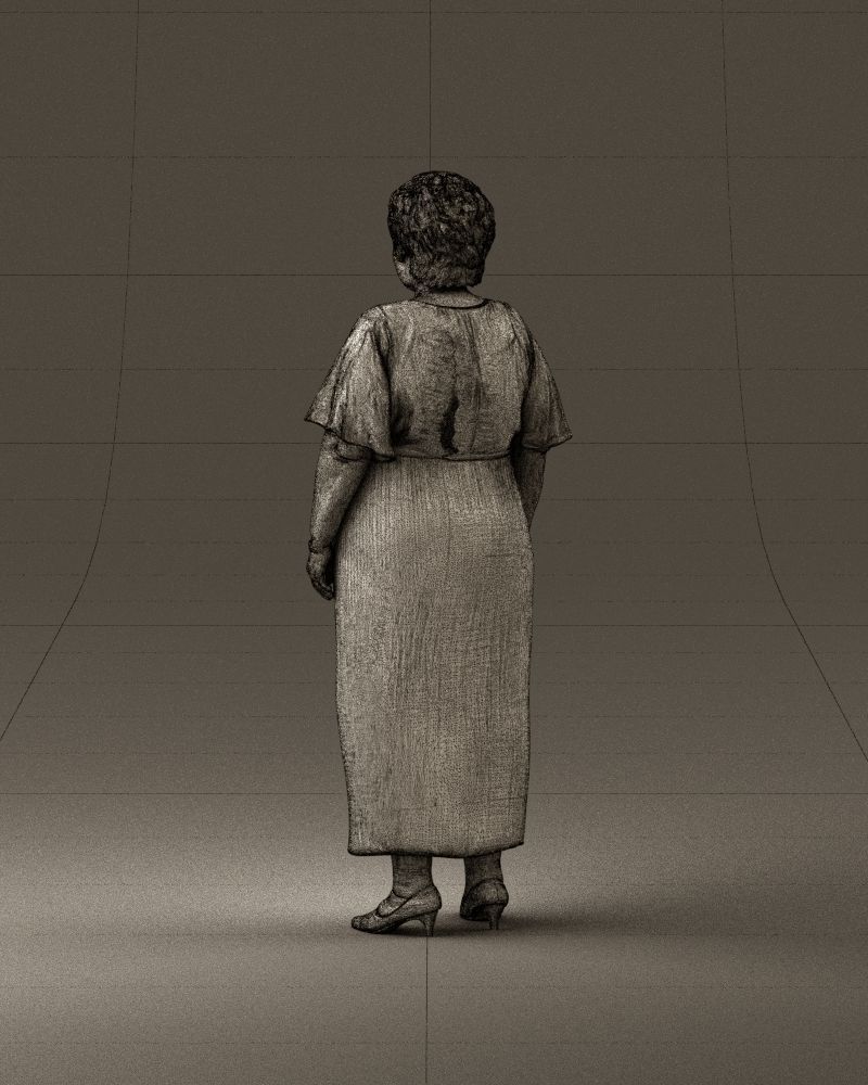 000991 Woman in age in long dark blue dress 3D Print Ready 3D print model_31