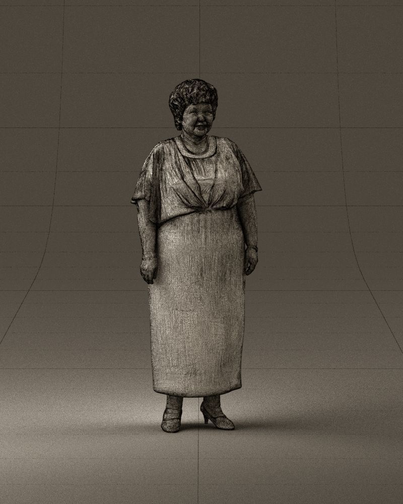 000991 Woman in age in long dark blue dress 3D Print Ready 3D print model_26