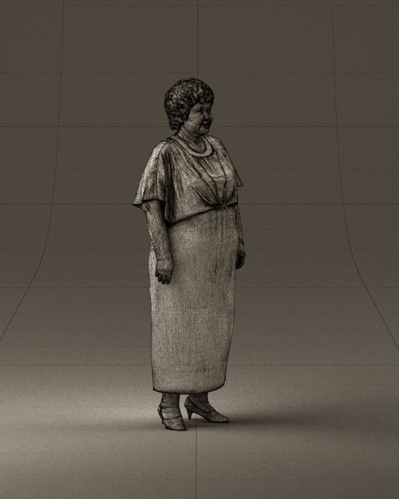 000991 Woman in age in long dark blue dress 3D Print Ready 3D print model_27