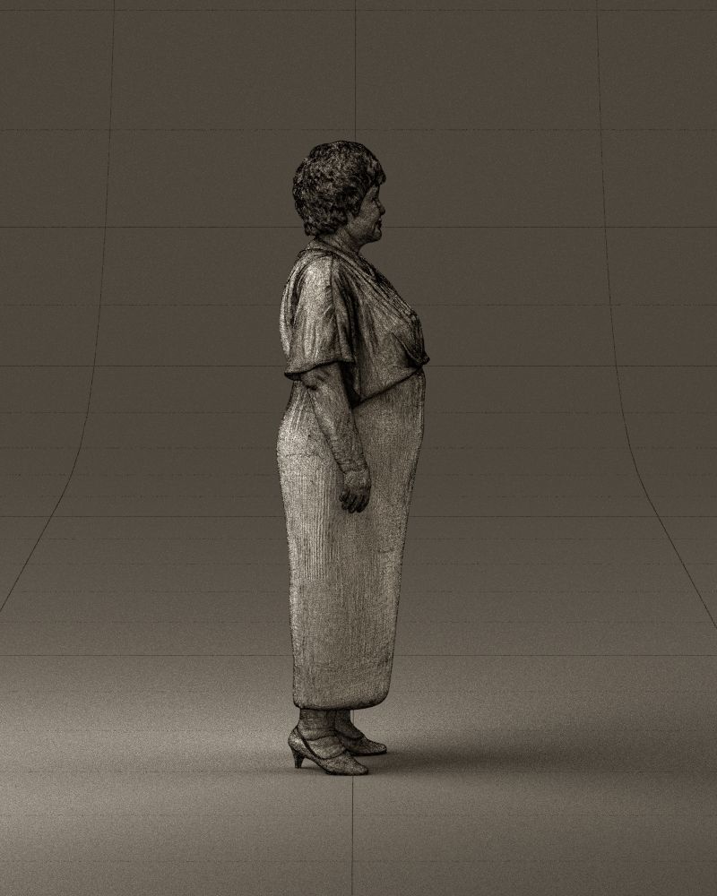 000991 Woman in age in long dark blue dress 3D Print Ready 3D print model_28