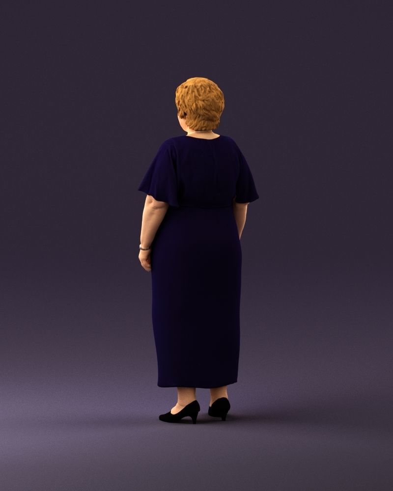 000991 Woman in age in long dark blue dress 3D Print Ready 3D print model_19