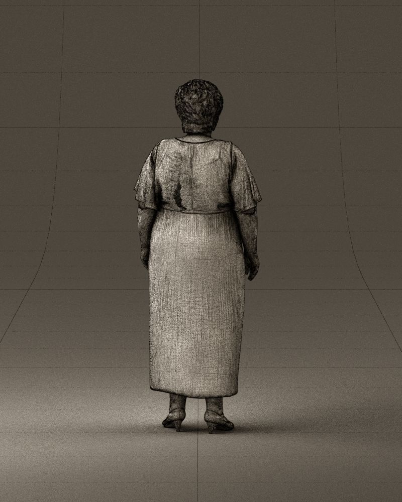 000991 Woman in age in long dark blue dress 3D Print Ready 3D print model_30