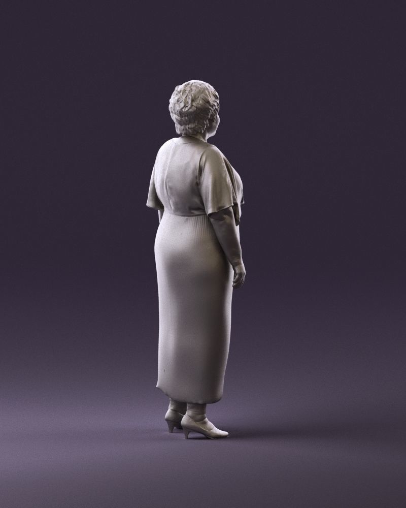 000991 Woman in age in long dark blue dress 3D Print Ready 3D print model_5