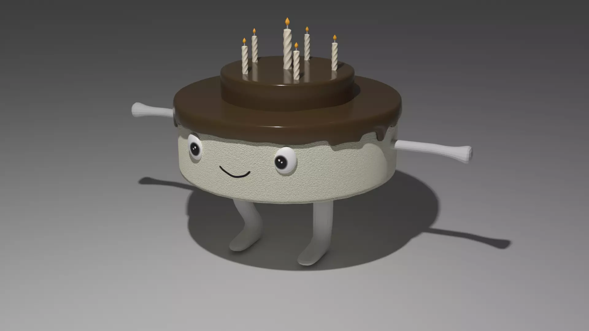 Animated Dancing Birthday Cake Low-poly 3D model_0