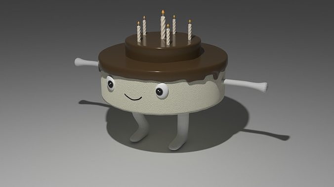 Animated Dancing Birthday Cake Low-poly 3D model