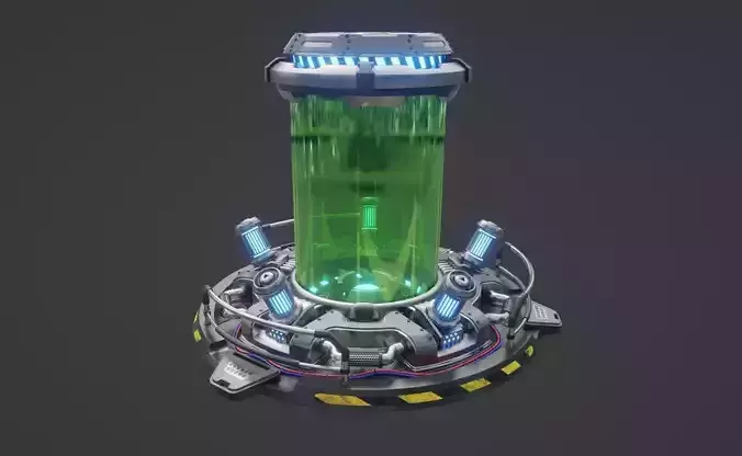 Highpoly capsule for laboratory large flask green bulb   3D model