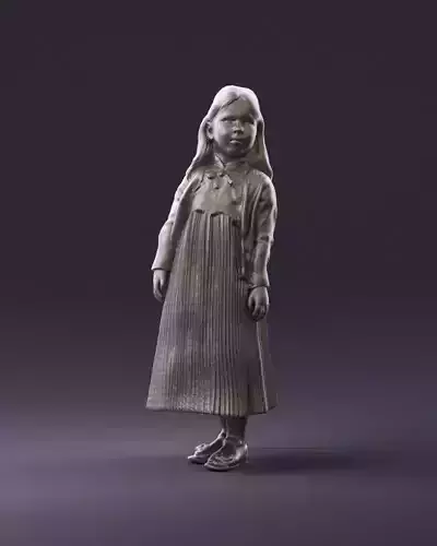 000994 little girl in blue dress 3D Print Ready