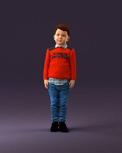 000995 little boy in red sweater 3D model