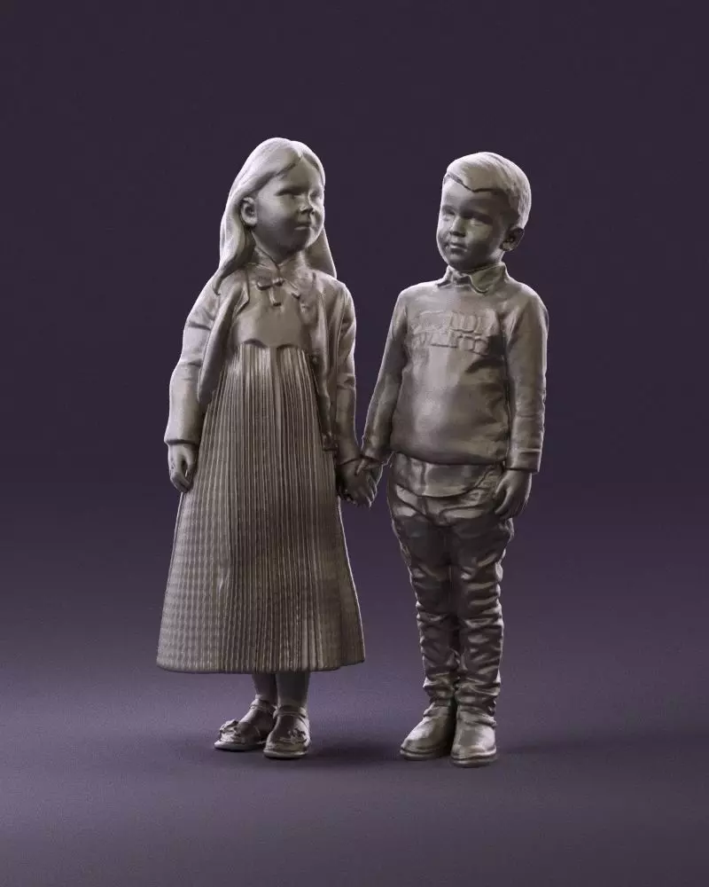 000996 Boy in Red and Girl Together Figurines 3D print model