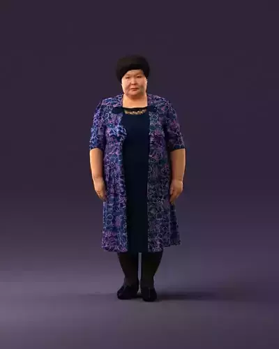 000997 old fatty woman in blue purple dress