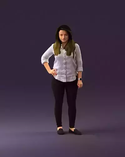 000998 woman in white tshirt long hairs