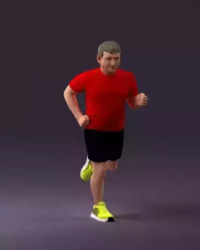 000999 Male Runner in Yellow Shoes Posed 3D Scan