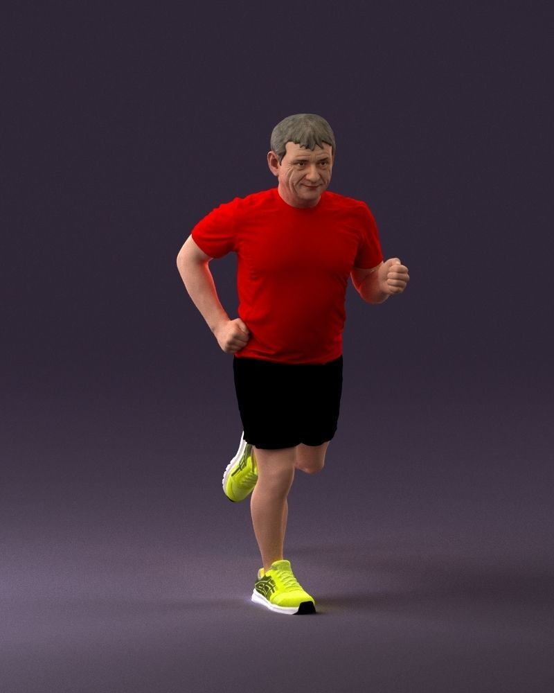 000999 man runner in yellow shoes 3D Print Ready 3D print model_12