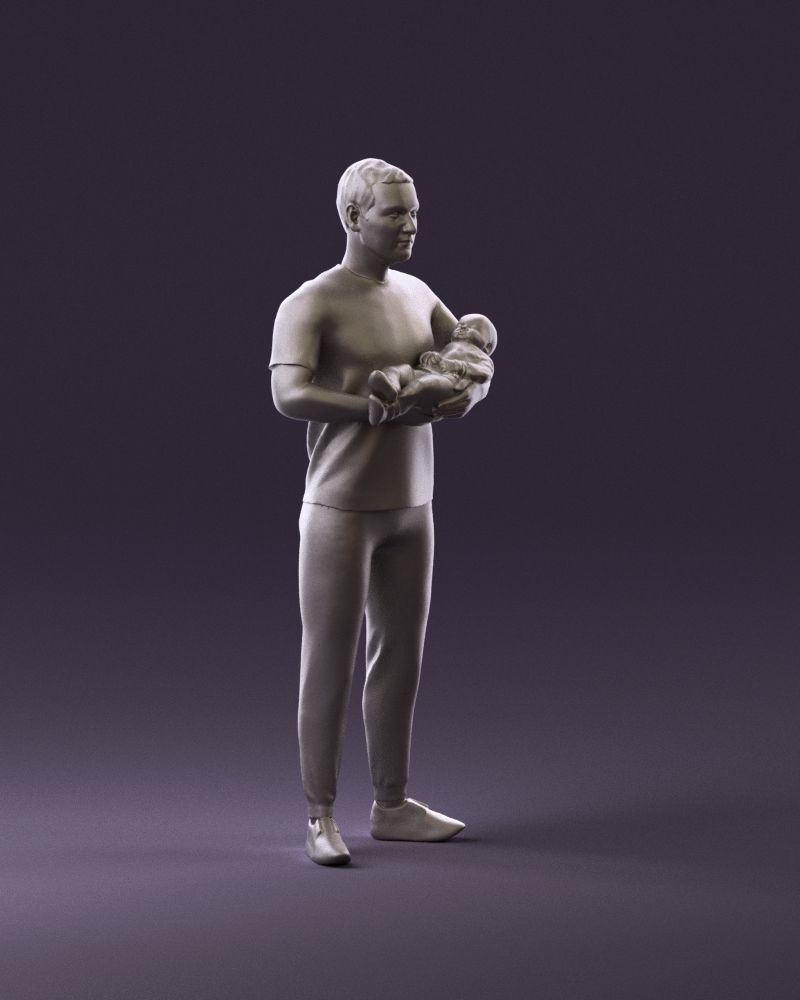 001000 man in white shirt with baby in hands 3D Print Ready 3D print model_3