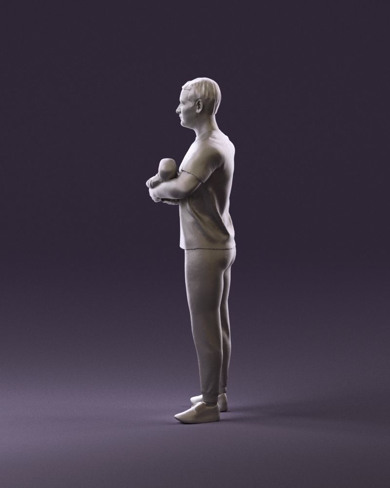 001000 man in white shirt with baby in hands 3D Print Ready 3D print model_8