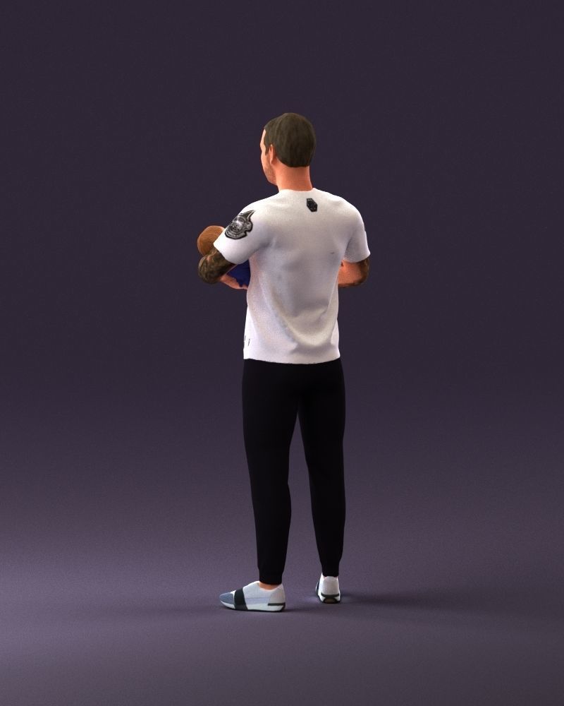 001000 man in white shirt with baby in hands 3D Print Ready 3D print model_19