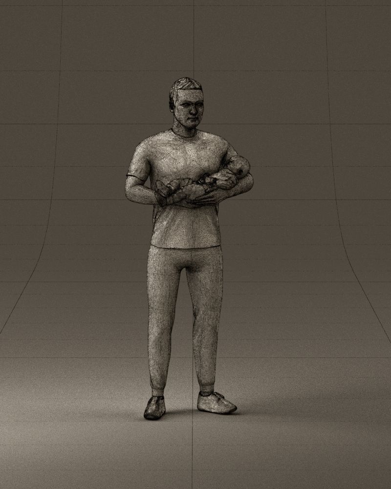 001000 man in white shirt with baby in hands 3D Print Ready 3D print model_26