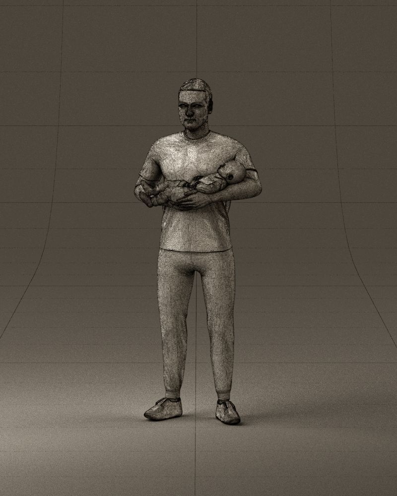 001000 man in white shirt with baby in hands 3D Print Ready 3D print model_35