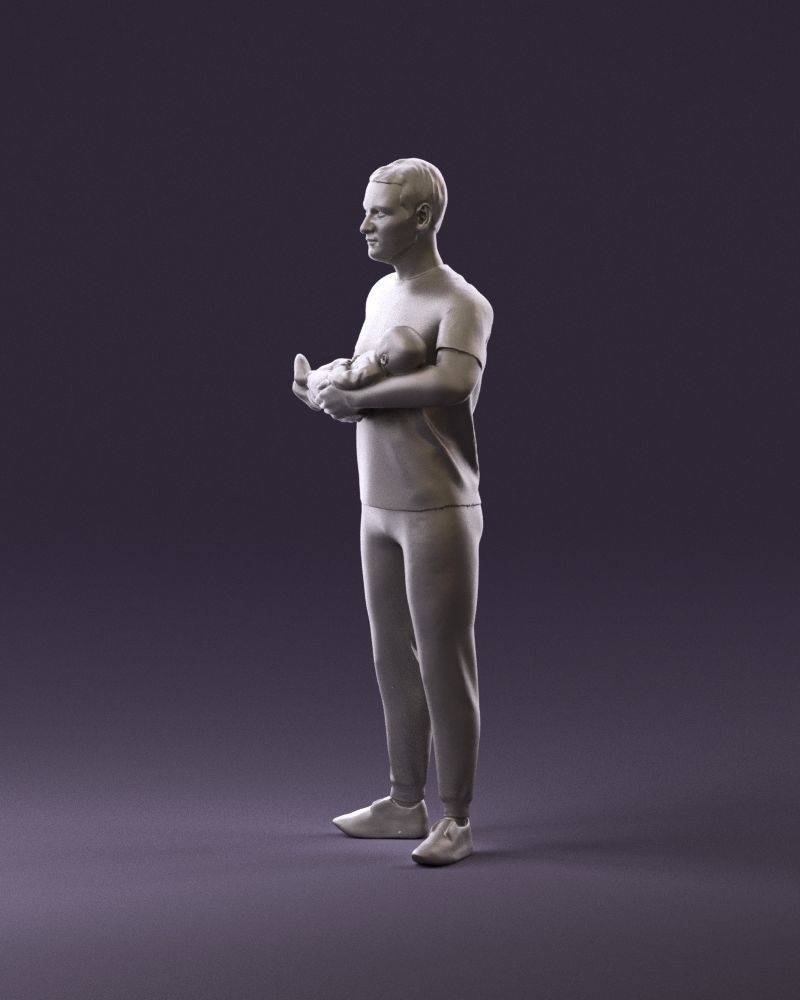 001000 man in white shirt with baby in hands 3D Print Ready 3D print model_9