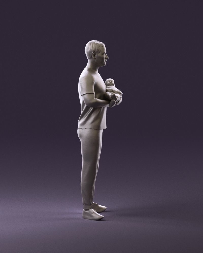 001000 man in white shirt with baby in hands 3D Print Ready 3D print model_4
