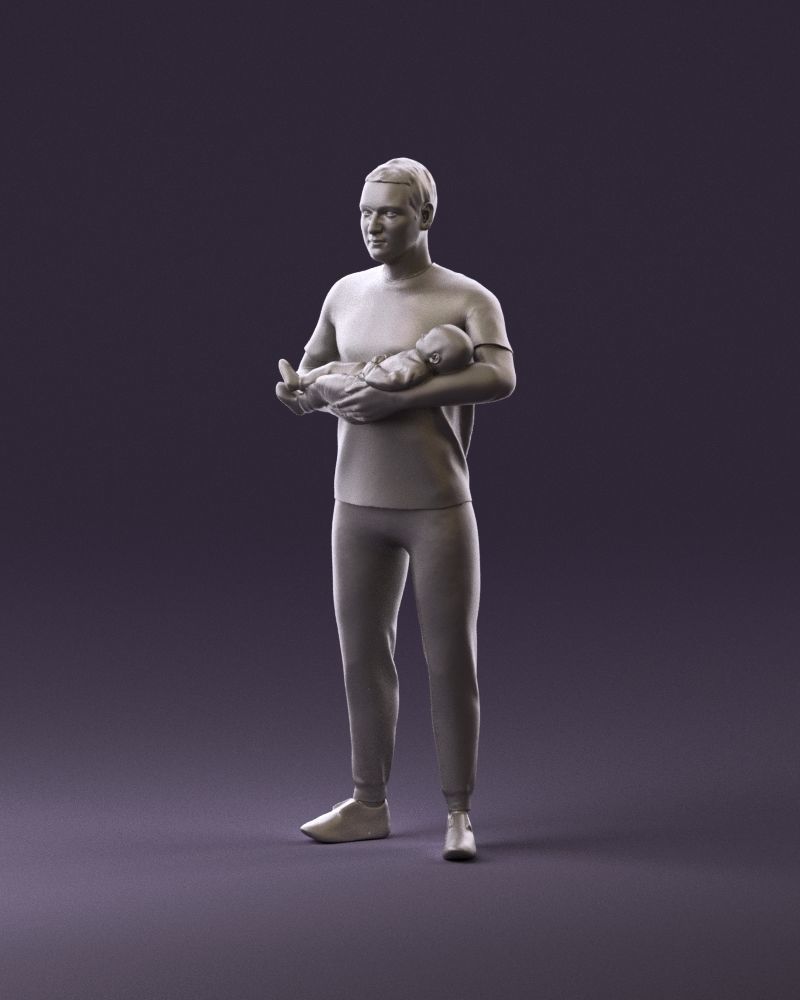 001000 man in white shirt with baby in hands 3D Print Ready 3D print model_10