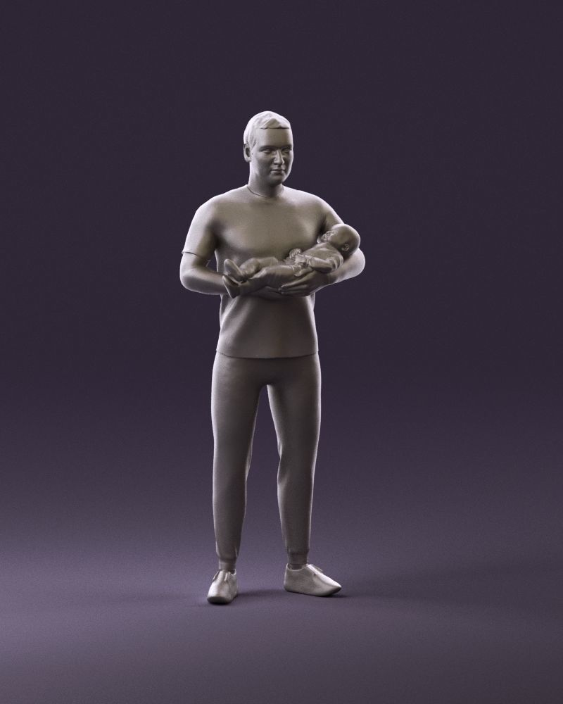 001000 man in white shirt with baby in hands 3D Print Ready 3D print model_2