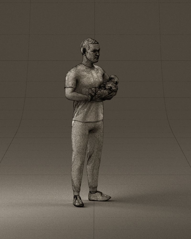 001000 man in white shirt with baby in hands 3D Print Ready 3D print model_27