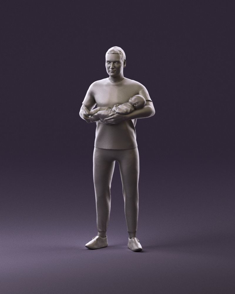 001000 man in white shirt with baby in hands 3D Print Ready 3D print model_11