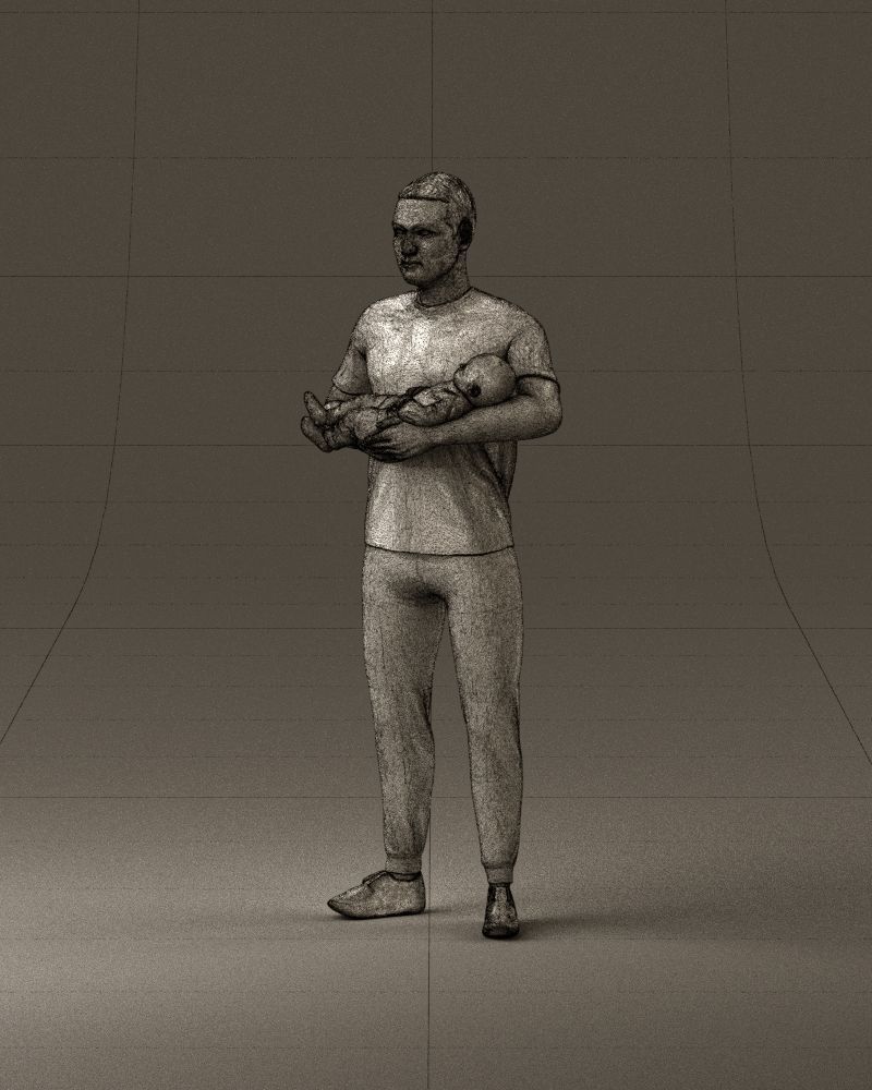 001000 man in white shirt with baby in hands 3D Print Ready 3D print model_34