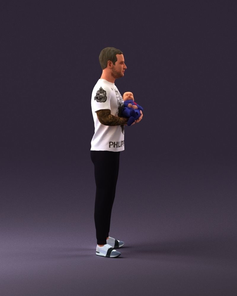 001000 man in white shirt with baby in hands 3D Print Ready 3D print model_16