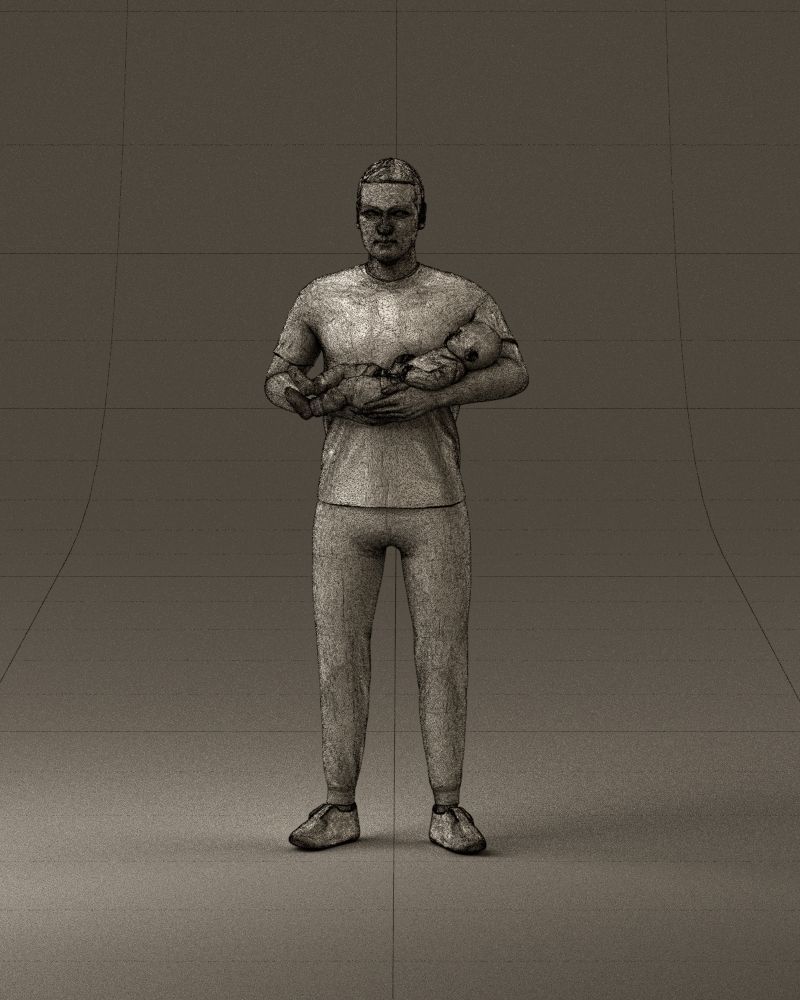 001000 man in white shirt with baby in hands 3D Print Ready 3D print model_24