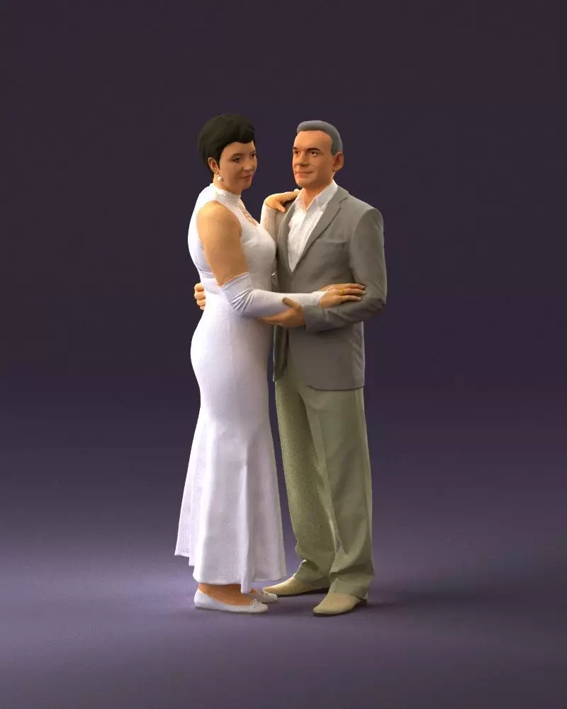 001001 pieces in white and gray suit and dress 3D model_0