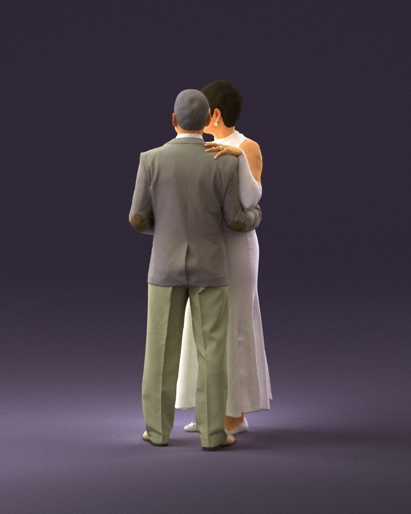 001001 pieces in white and gray suit and dress 3D model_7