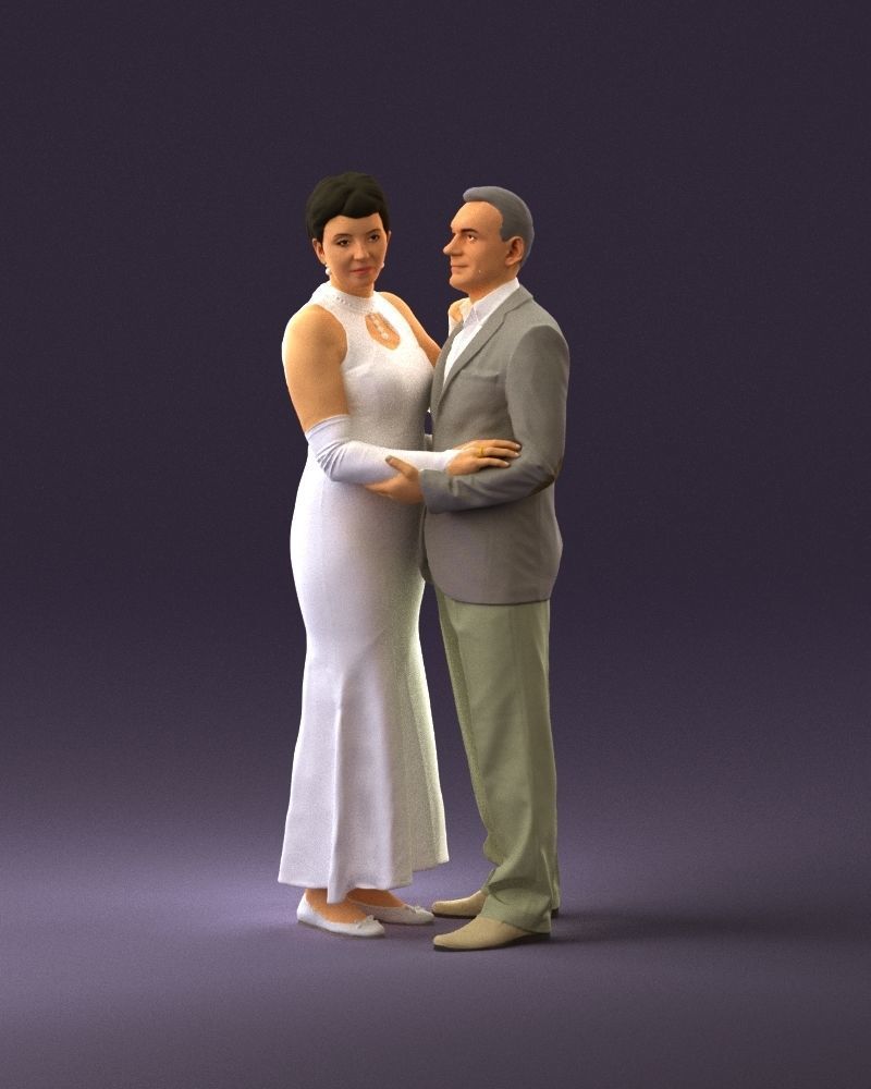 001001 pieces in white and gray suit and dress 3D model_10