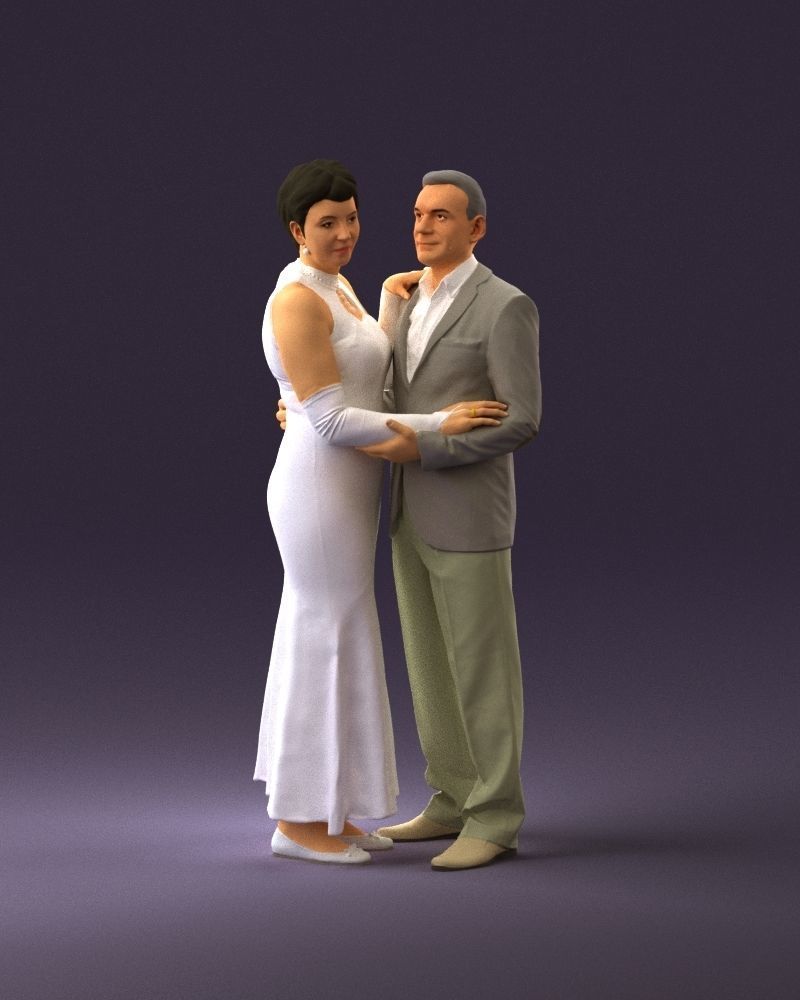 001001 pieces in white and gray suit and dress 3D model_11