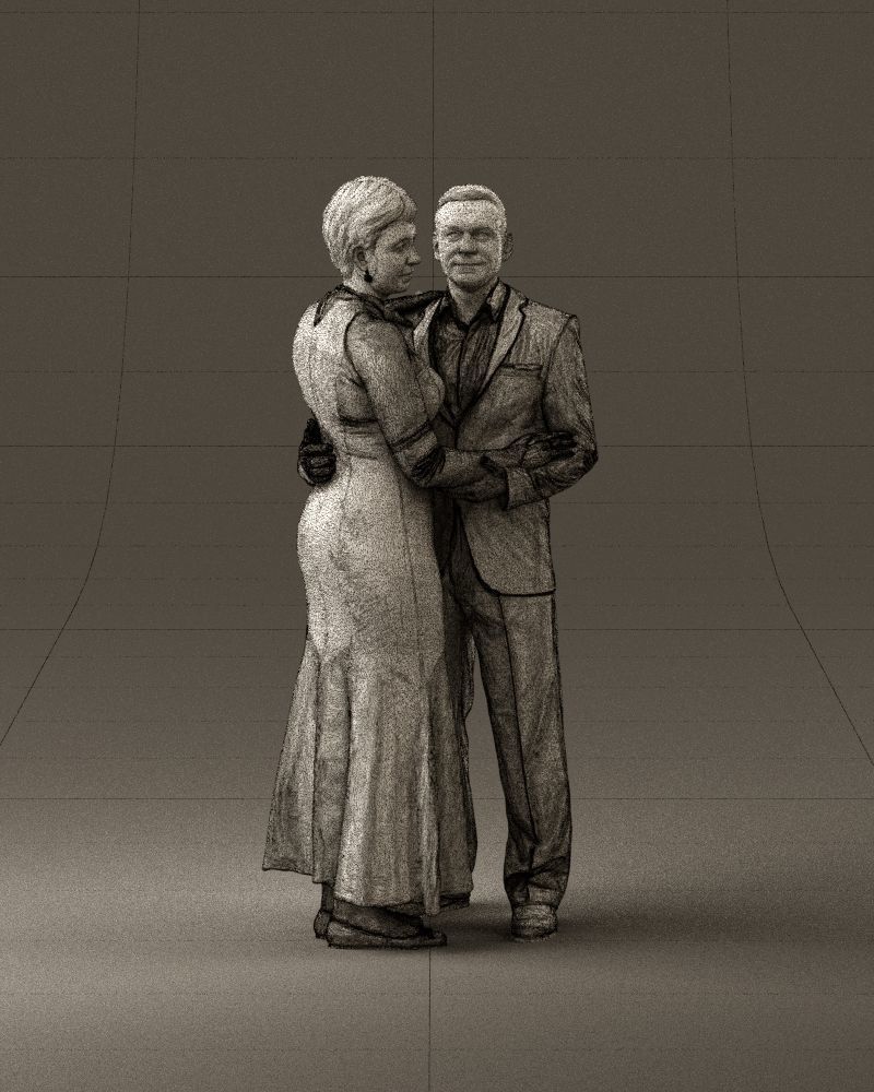 001001 pieces in white and gray suit and dress 3D model_26